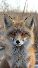 Fototapeta premium HD Phone Wallpaper Majestic Red Fox Portrait Wild Animal in Winter Habitat Close Up