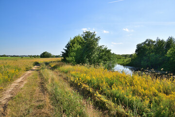Summertime landscape with a river in Russia