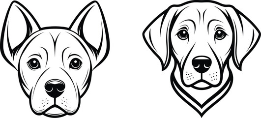 Labrador and Retriever Dog head Line Art Vector Design , Dog Silhouette Art, Dog Outline Drawing , 
Puppy Vector Design