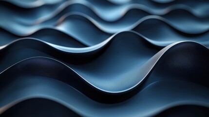 Obraz premium Abstract blue wavy surface with smooth textured waves