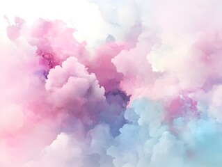 Naklejka premium Dreamy Pastel Cloudscape: Abstract Watercolor Background