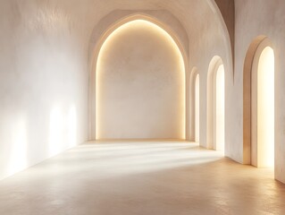 Fototapeta premium Minimalist Beige Archway Interior Design Room