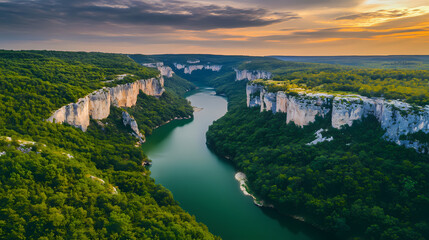 Green canyon adventure stunning natural landscape high fidelity nature photography majestic cliffs and rivers aerial view. Enchanted Cliffs. Illustration