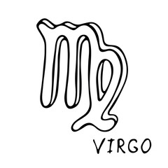 Hand drawn virgo zodiac sign Esoteric symbol doodle Astrology clipart Element for design