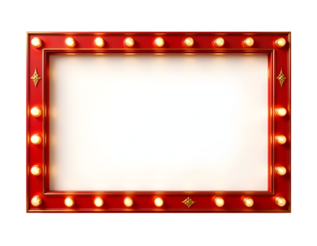 Red Marquee Frame with Golden Accents and Blank Center
