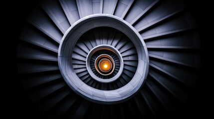 Spiral staircase, building interior, light at the bottom, architectural detail, design concept