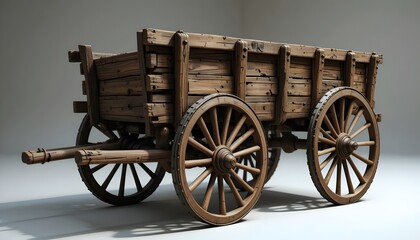 Obraz premium Rustic Wooden Cart with Detailed Textures and Realistic Shading