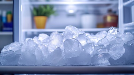 The refrigerator freezer is full of frozen ice