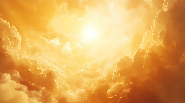 Golden gates shining among fluffy clouds in a heavenly sky, heaven, gate, clouds, golden, glorious, sky, celestial. Eternal Sky. Illustration