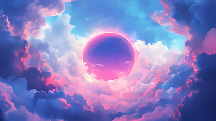 Naklejka premium Heavenly gate with clouds, ideal for spiritual or religious concepts. Eternal Sky. Illustration