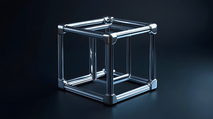 
Abstract futuristic metal cube. Science fiction block design. 3D rendering


