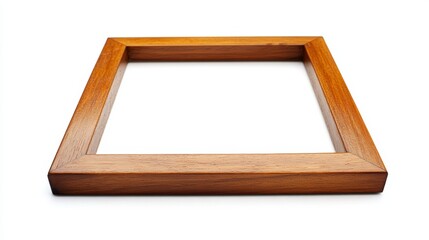 Wood retro photo frame isolated on a white background Object Modern simple frame ideal for advertisement background and photography concept Picture frame isolated on white