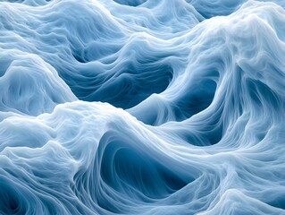 Obraz premium Abstract Blue Swirling Waves, AI Generated Art