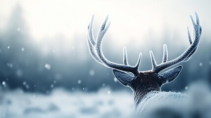 Fototapeta premium Snowy Scene with Majestic Deer