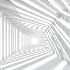 Abstract White Tunnel Architecture Design, 3D Render