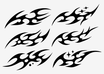 Neo tribal design set full, y2k tribal tattoo element set