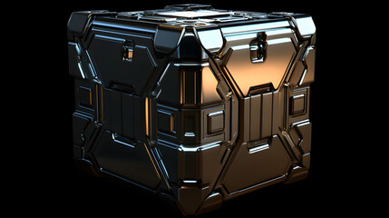 
Abstract futuristic metal cube. Science fiction block design. 3D rendering


