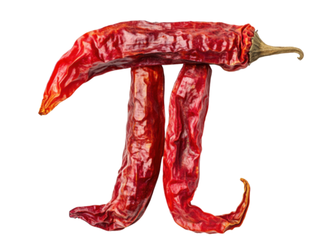Isolated Dried Red Chili Peppers in Pi Symbol Shape