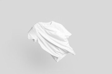 One stylish t-shirt in air on white background