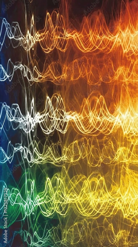 Poster Understanding the Electromagnetic Spectrum With Vibrant Wave Patterns and Energy Frequencies