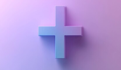 Obraz premium Pastel blue plus sign on purple background.