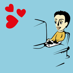 Man Employee Thumbs Up With Laptop Cartoon  Icon Illustration. People Technology Icon Concept Isolated   Flat Cartoon Style