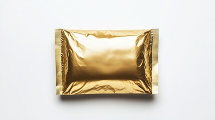 Blank Gold Foil plastic paper bag top view isolated on white background Packaging template mockup collection included Aluminium coffee package