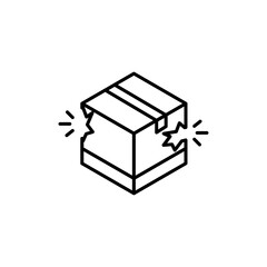 Broken cardboard box icon outline set sign
