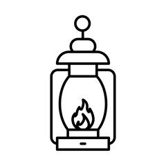 Camping lantern icon outline set sign