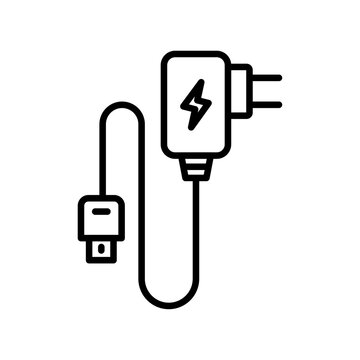 black charger cable icon clip art preview