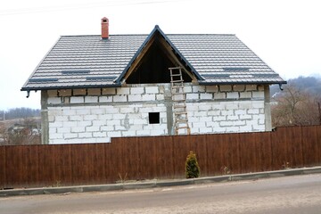 A Newly Constructed House is Currently Under Development with Various Architectural Features