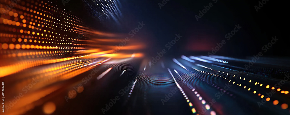 Poster Digital background perfect for tech processes, neural networks, artificial intelligence, data transfer and encryption, digital archives, sound and graphic presentations, science, education, etc.