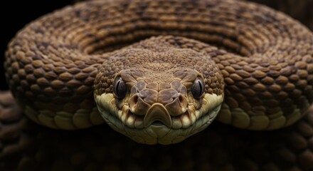 Obraz premium Close-up of a brown snake showcasing intricate scales and texture
