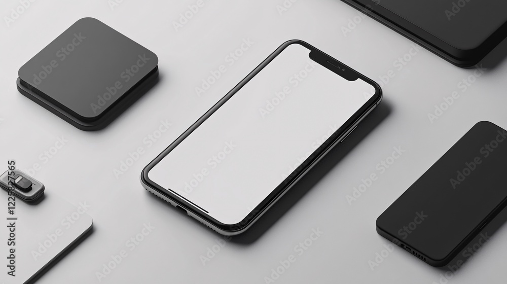 Poster Smartphone showing blank screen displaying minimalist setup
