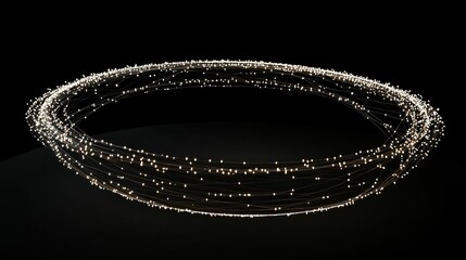 Oval light strings, glowing, dark background.