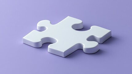 3d jigsaw puzzle piece icon on isolated purple background. Problem-solving idea solution. 3D render