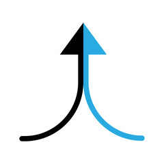 Two arrows merging into one icon outline set sign