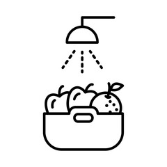 Wash fruits icon outline set sign