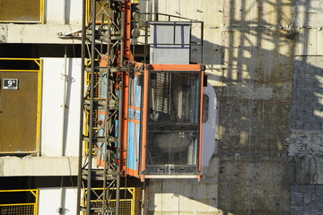 Construction elevator on a new building in Fortaleza Ceará, Brazil.