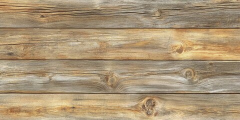 Fototapeta premium Rustic wooden planks weathered by time, showcasing rich grains and knots