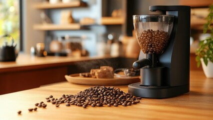 High-Quality Coffee Grinder with Freshly Roasted Beans