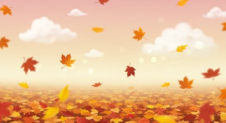 Obraz premium Falling Autumn Leaves Background Peaceful Landscape Image
