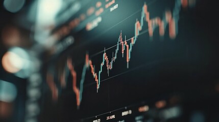 Intricate stock chart patterns reveal market dynamics with detail and complexity under soft focus