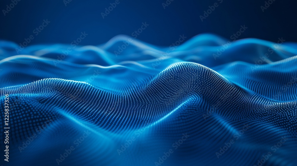 Poster abstract connected dots and lines on blue background. communication and technology network concept w