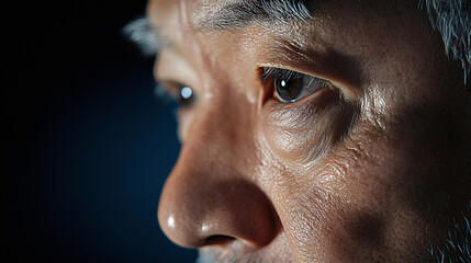 Fototapeta premium Expressive Portrait of an Elderly Asian Man with a Calm Presence
