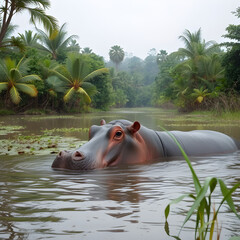 Fototapeta premium hippopotamus in water