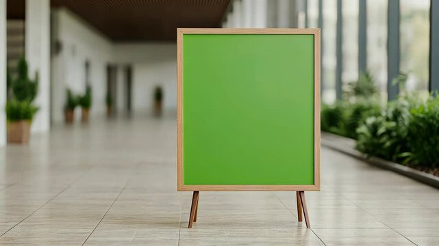 Green Screen on Shopping Mall Directory Board in Modern Interior for Advertising and Marketing Display