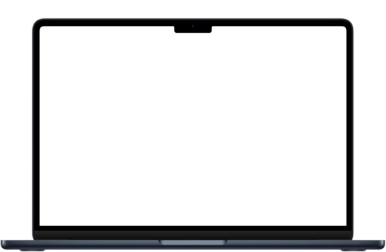 Mockup MacBook Air 13" 4th Gen Midnight PNG, MacBook Air Screen Template, MacBook Air 2024 Display, MacBook Air PSD, Vector MacBook Mockup, MacBook UI Design, Apple Laptop Mockup, MacBook Frame PNG