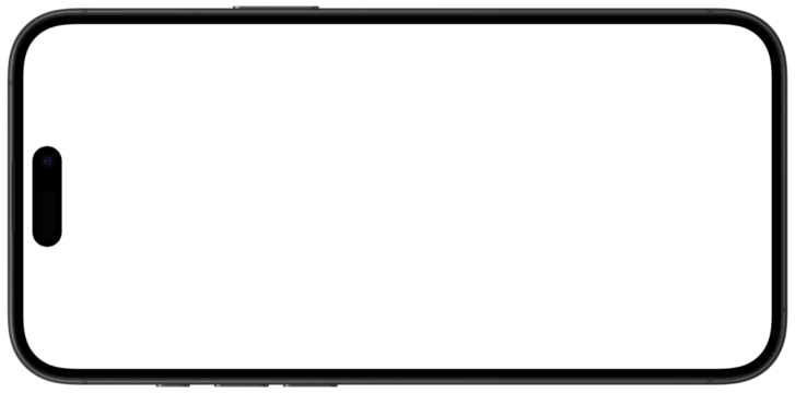 Mockup iPhone 16 Plus Black PNG, iPhone 16 Plus Landscape Template, iPhone 2024 Display, iPhone 16 Plus PSD, Vector iPhone Mockup, iPhone UI Design, Apple Phone Mockup, iPhone Frame PNG