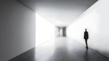 Obraz premium Lonely Silhouette in Bright Tunnel